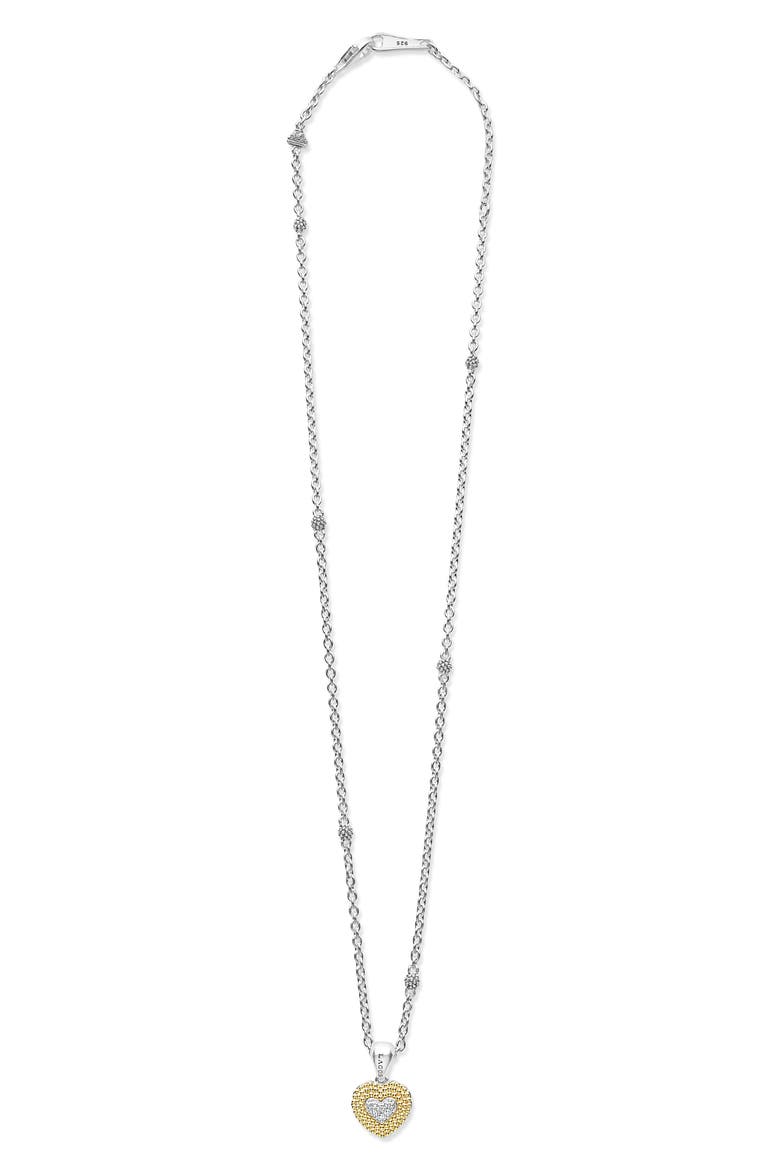 Caviar Luxe Diamond Heart Pendant Necklace, Main, color, GOLD