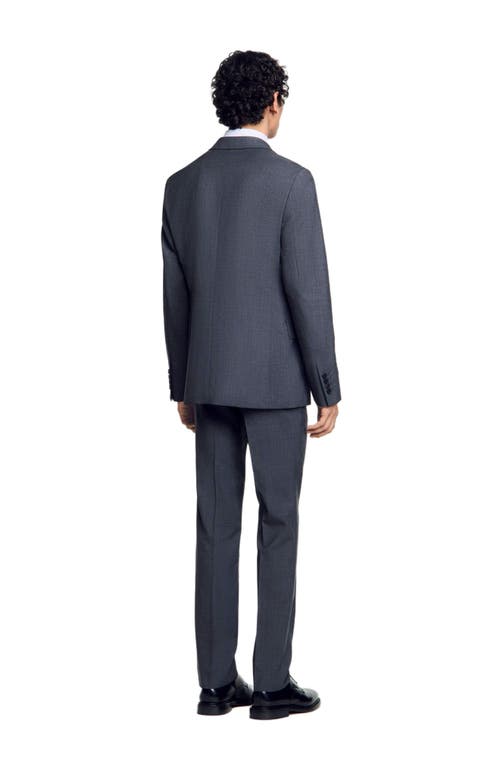 Sandro Wool Suit Jacket In Mocked Grey