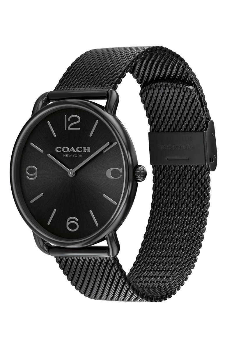 COACH Elliot Mesh Strap Watch, 41mm, Alternate, color, Black