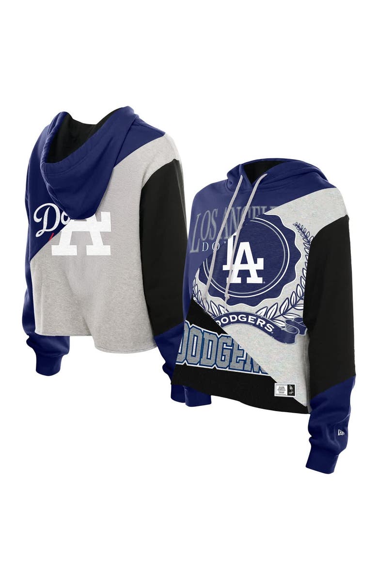 New Era Women's New Era Los Angeles Dodgers Upcycled Color Block Cropped Boxy Hoodie, Main, color,