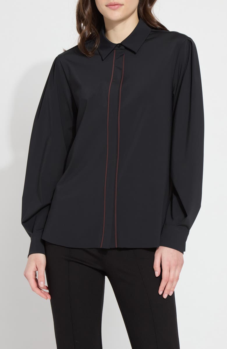 Lysse Nera Pleated Sleeve Shirt, Alternate, color, Black