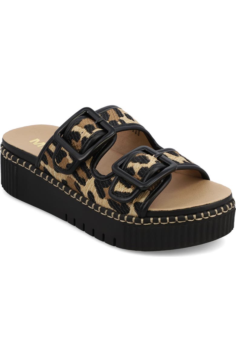 MIA Jimenna Buckle Strap Platform Sandal, Main, color, Leopard/ Black