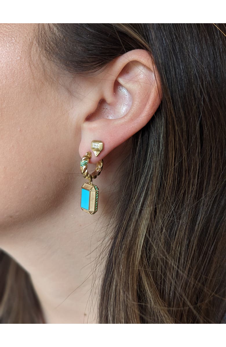 Campbell + Charlotte Spark Emerald Cut Drop Huggie, Alternate, color, Turquoise & Emerald-Gold
