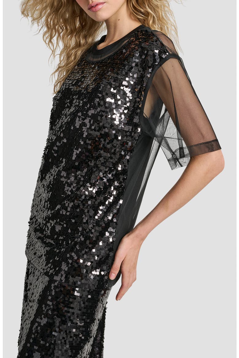 Layered Mesh Sequin Top, Alternate, color, BLACK