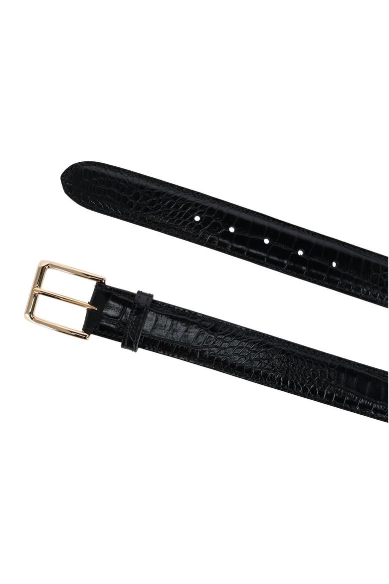 Chance Mock Mini-African Alligator Embossed Italian Leather Belt, Alternate, color, Black