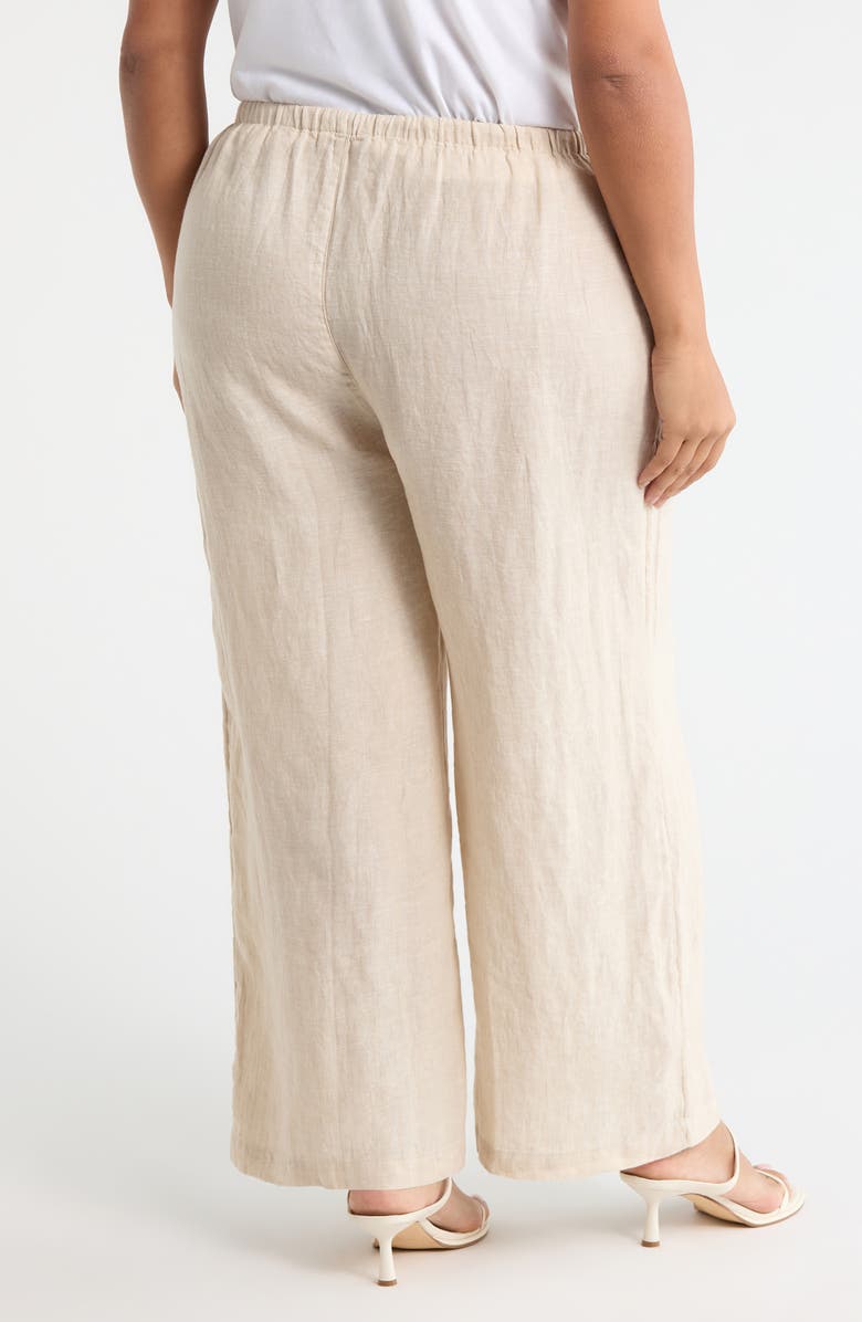 Caslon<sup>®</sup> Wide Leg Crop Linen Pants, Alternate, color, Flax