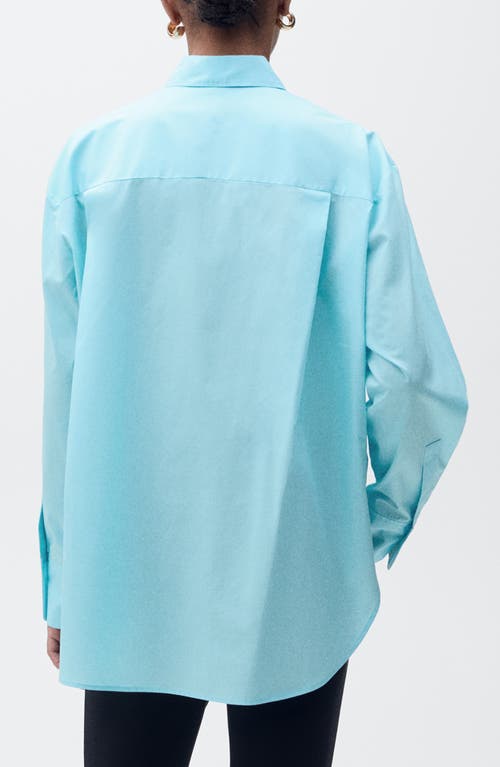 Shop Mango Oversize Poplin Button-up Shirt In Blue