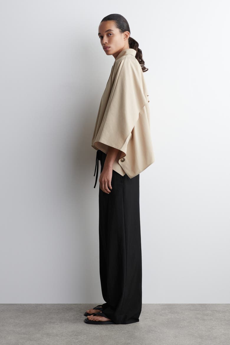Cropped Trench Coat Cape, Alternate, color, LIGHT BEIGE