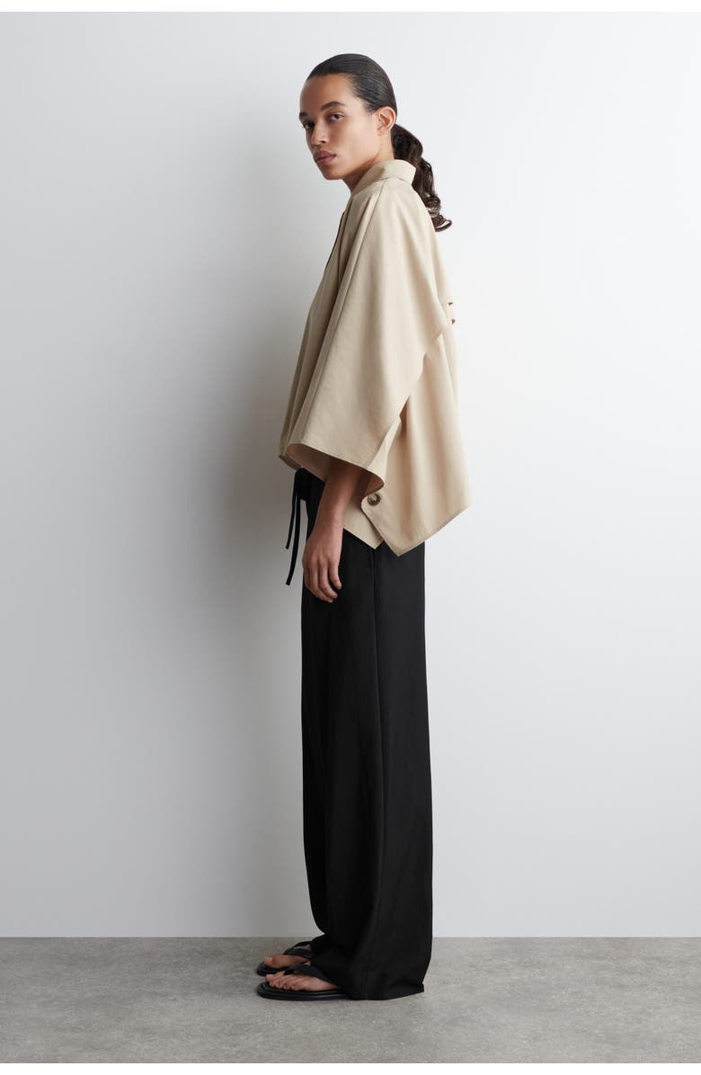 COS Cropped Trench Coat Cape, Alternate, color, Light Beige