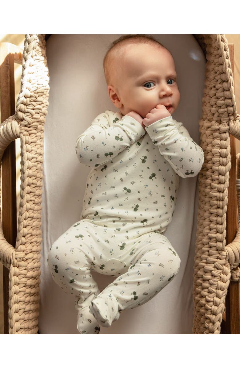 MiniMoi Baby Boys Allover Print Zippered Footie, Alternate, color, Marshmallow