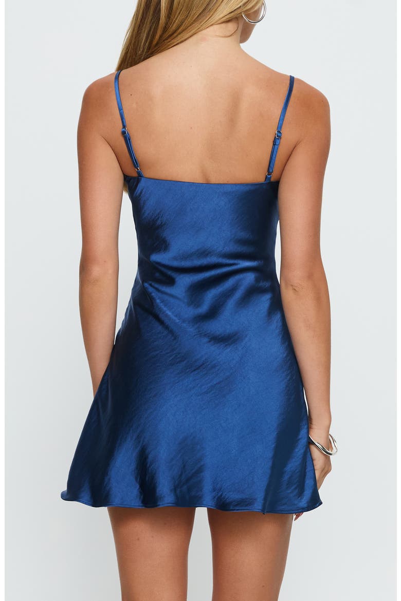 Amee Keyhole Satin Cocktail Dress, Alternate, color, NAVY