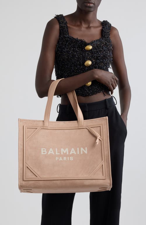 BALMAIN BALMAIN MEDIUM B-ARMY SUEDE SHOPPER TOTE 
