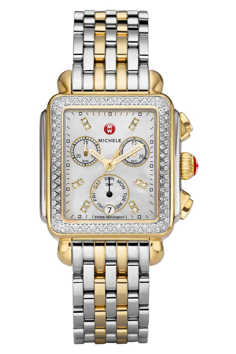 Deco 18mm Two-Tone Bracelet Watchband, Alternate, color, SILVER/ GOLD
