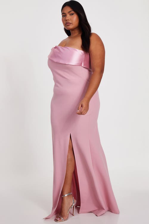 Quiz Plus Size One Shoulder Satin/scuba Crepe Maxi Dress