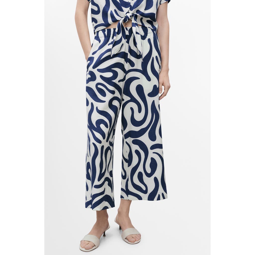 Mango Print Crop Wide Leg Pants