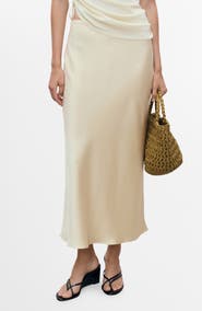 MANGO Mia Satin Midi Skirt