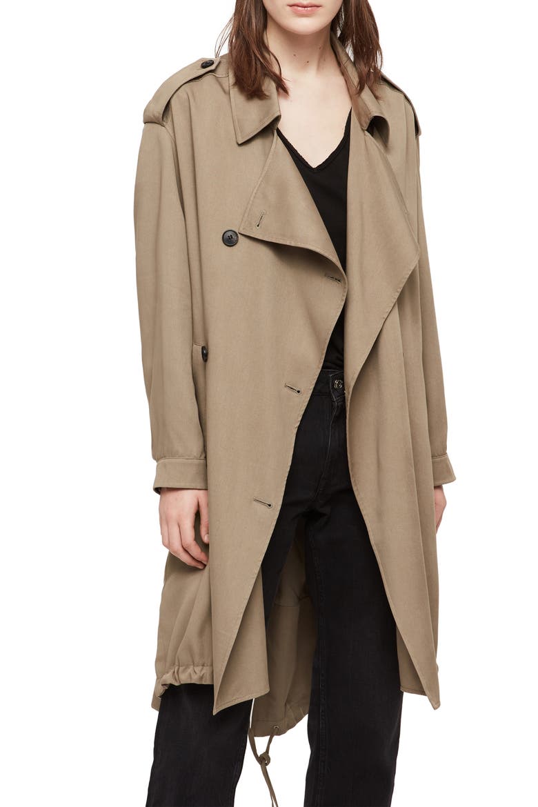 Lia Mac Trench Coat, Main, color, SAGE GREEN