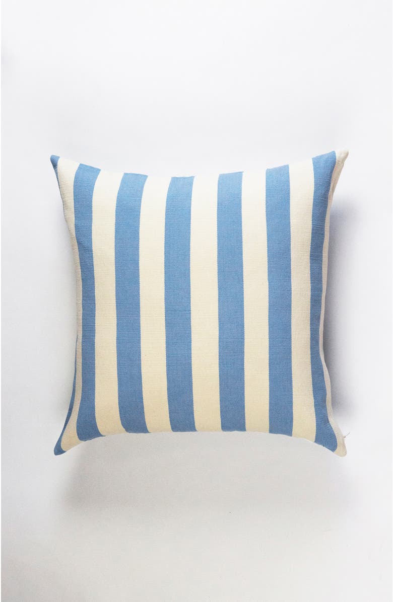 Archive New York Cabana Stripe Handwoven Cotton Throw Pillow, Main, color, Blue