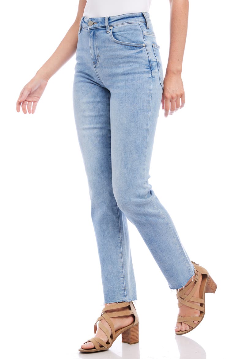 Raw Hem Straight Leg Jeans, Alternate, color, LIGHT BLUE