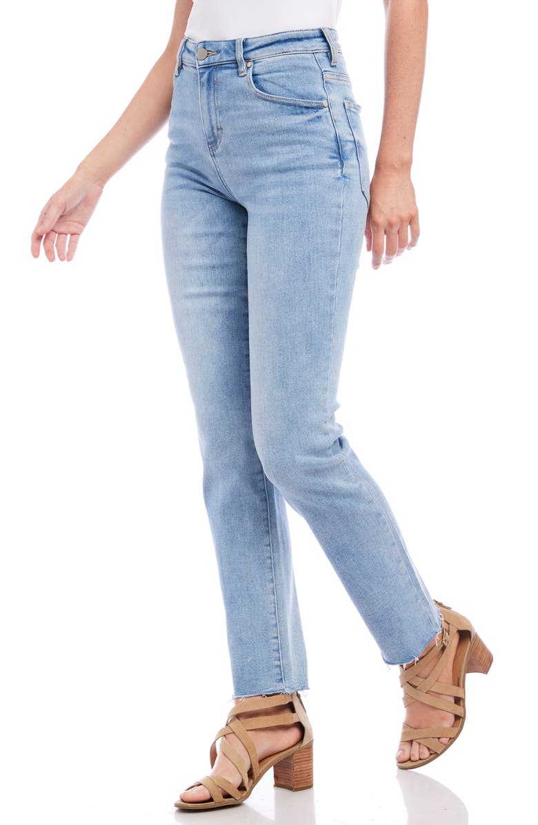 Karen Kane Raw Hem Straight Leg Jeans, Alternate, color, Light Blue
