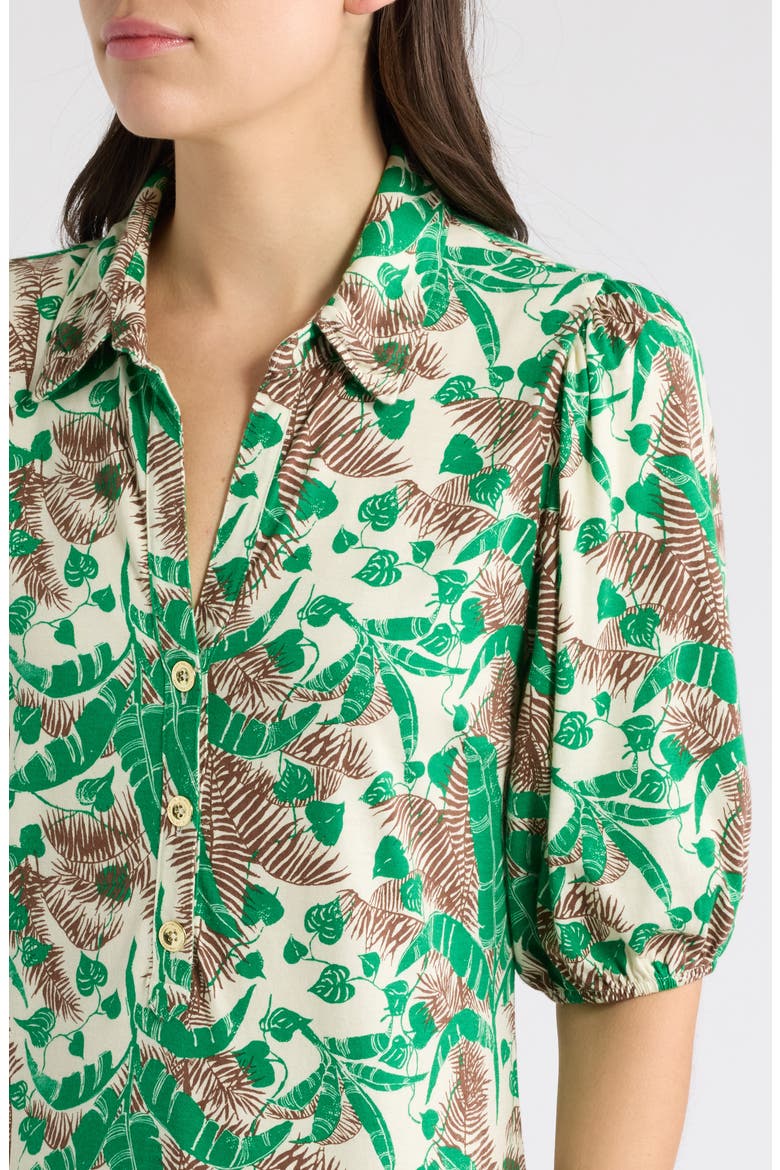 Bingley Print Puff Sleeve Shirtdress, Alternate, color, VANILLA SPICE HIDE AND LEAF