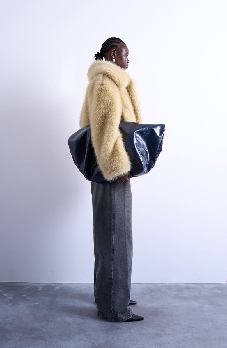 Topshop Faux Fur Bomber Jacket, Alternate, color, Buttermilk