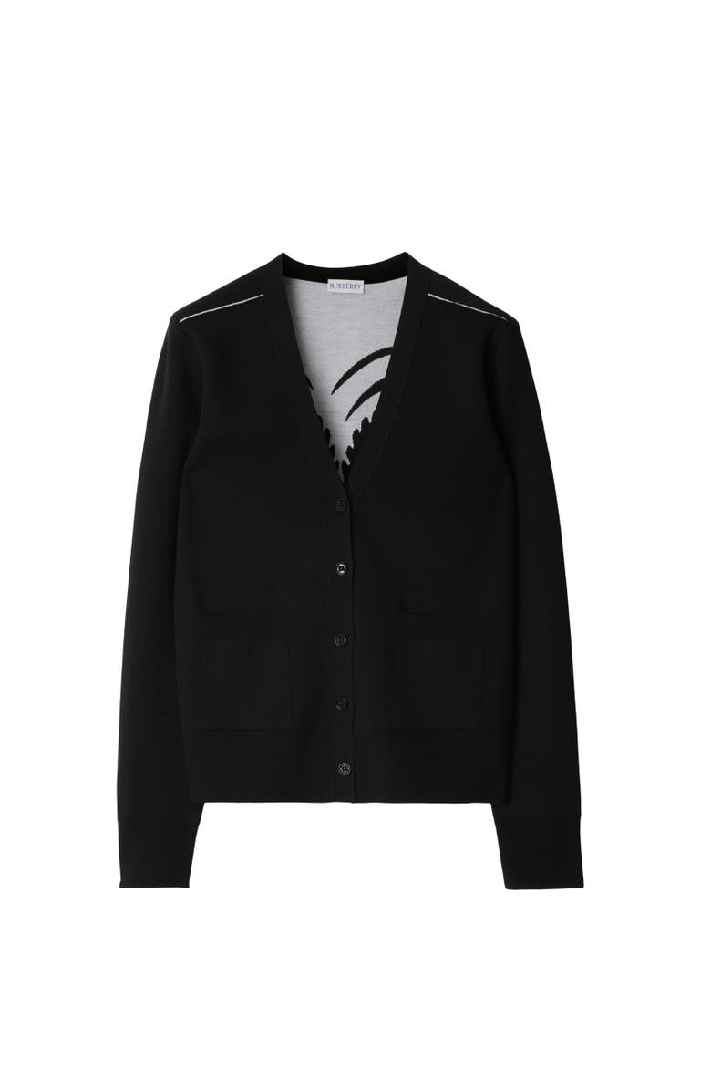 Burberry Mirrored Horse Wool Blend Cardigan, Alternate, color, 