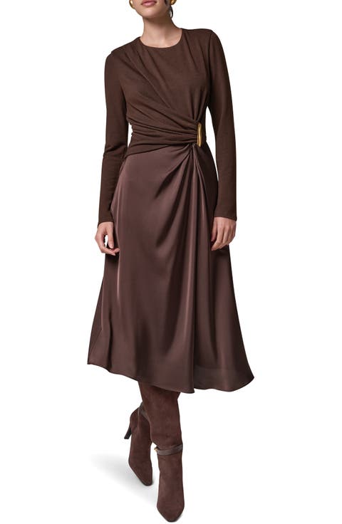 Hardware Waist Long Sleeve Dress