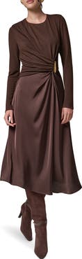 Donna Karan New York Hardware Waist Long Sleeve Dress