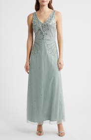Pisarro Nights Beaded Sleeveless Chiffon Dress