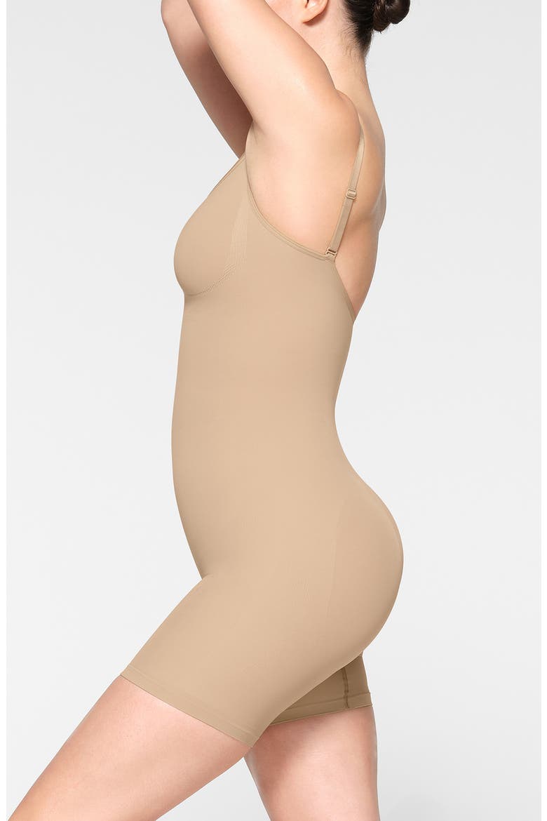 Seamless Sculpt Mid Thigh Bodysuit, Alternate, color, CLAY