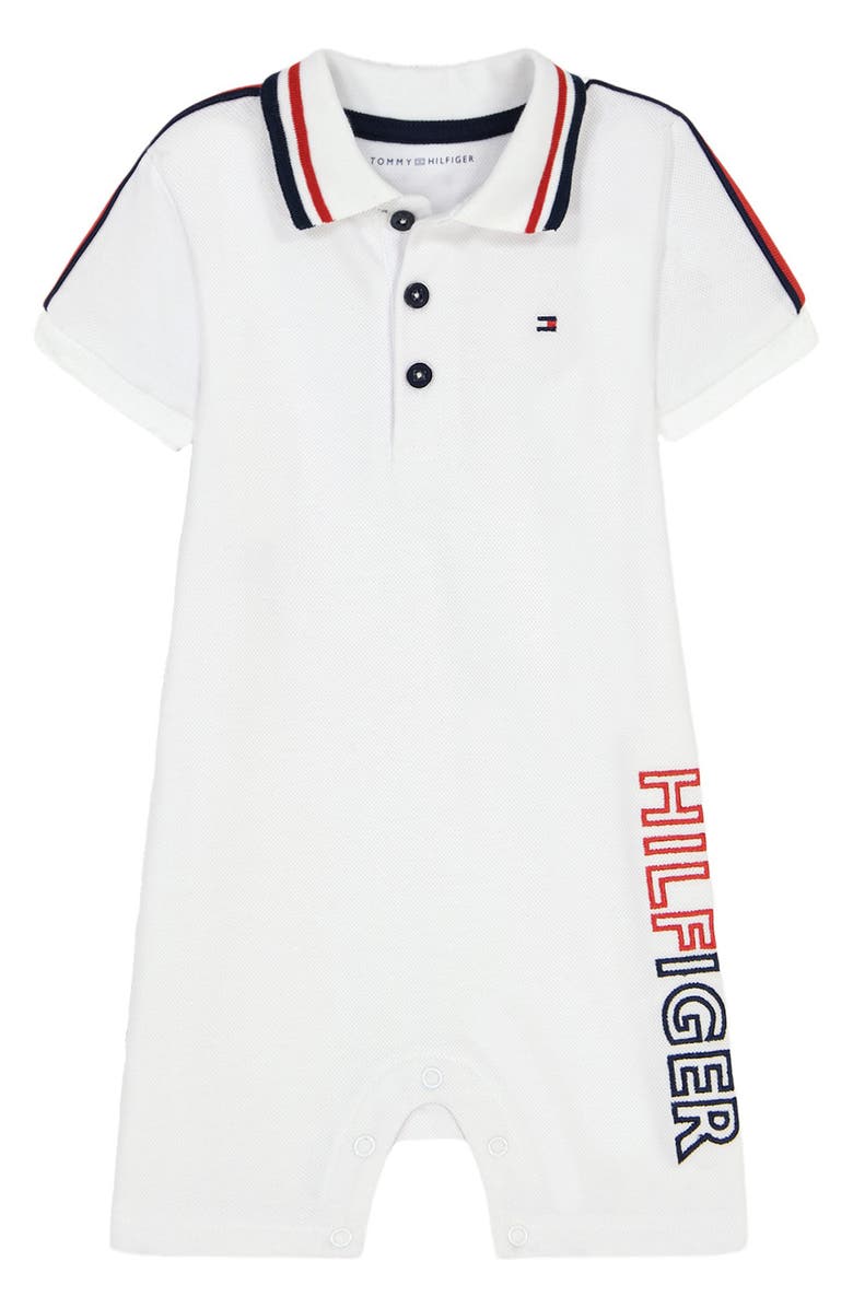Tommy Hilfiger Signature Piqué Polo Romper, Main, color, 