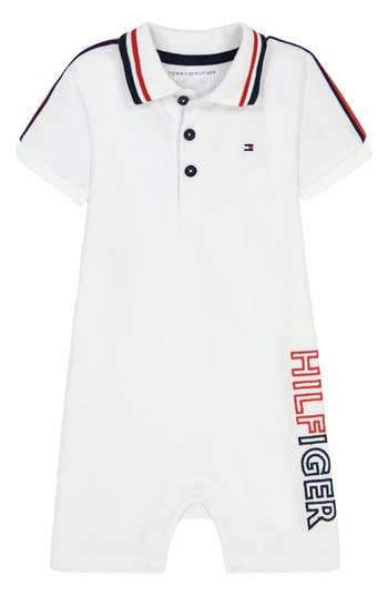 Tommy Hilfiger Baby Boys Pique Short Sleeve Signature Polo Bodysuit In White