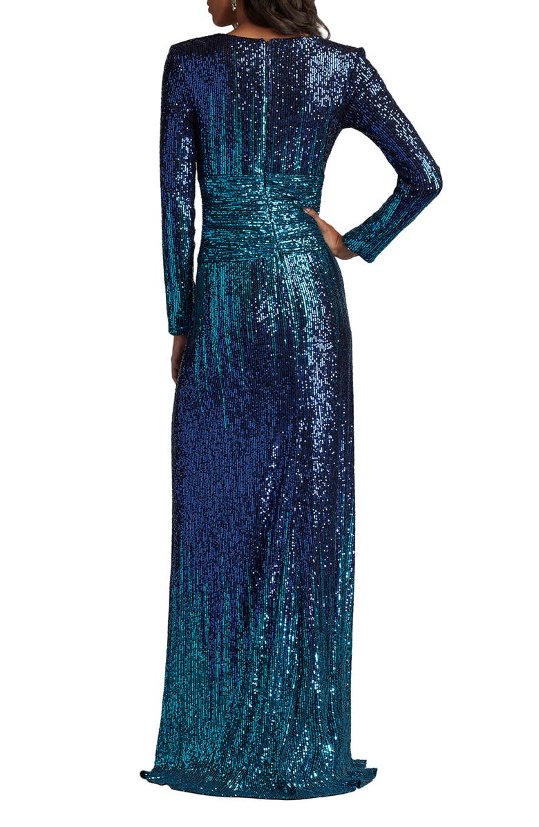 Tadashi Shoji Ombré Sequin Long Sleeve Gown, Alternate, color, Royal Iris/ Ombre