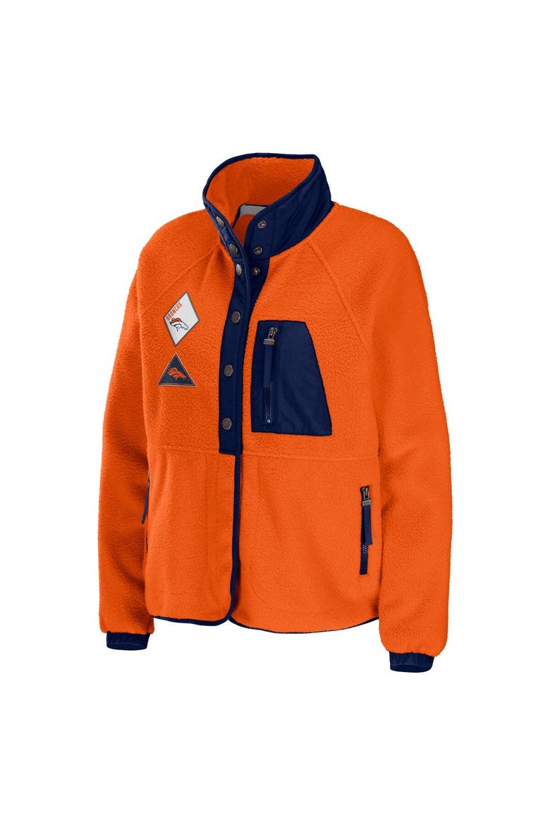 Women's WEAR by Erin Andrews Orange Denver Broncos Polar Fleece Raglan Full-Snap Jacket, Alternate, color, Orange