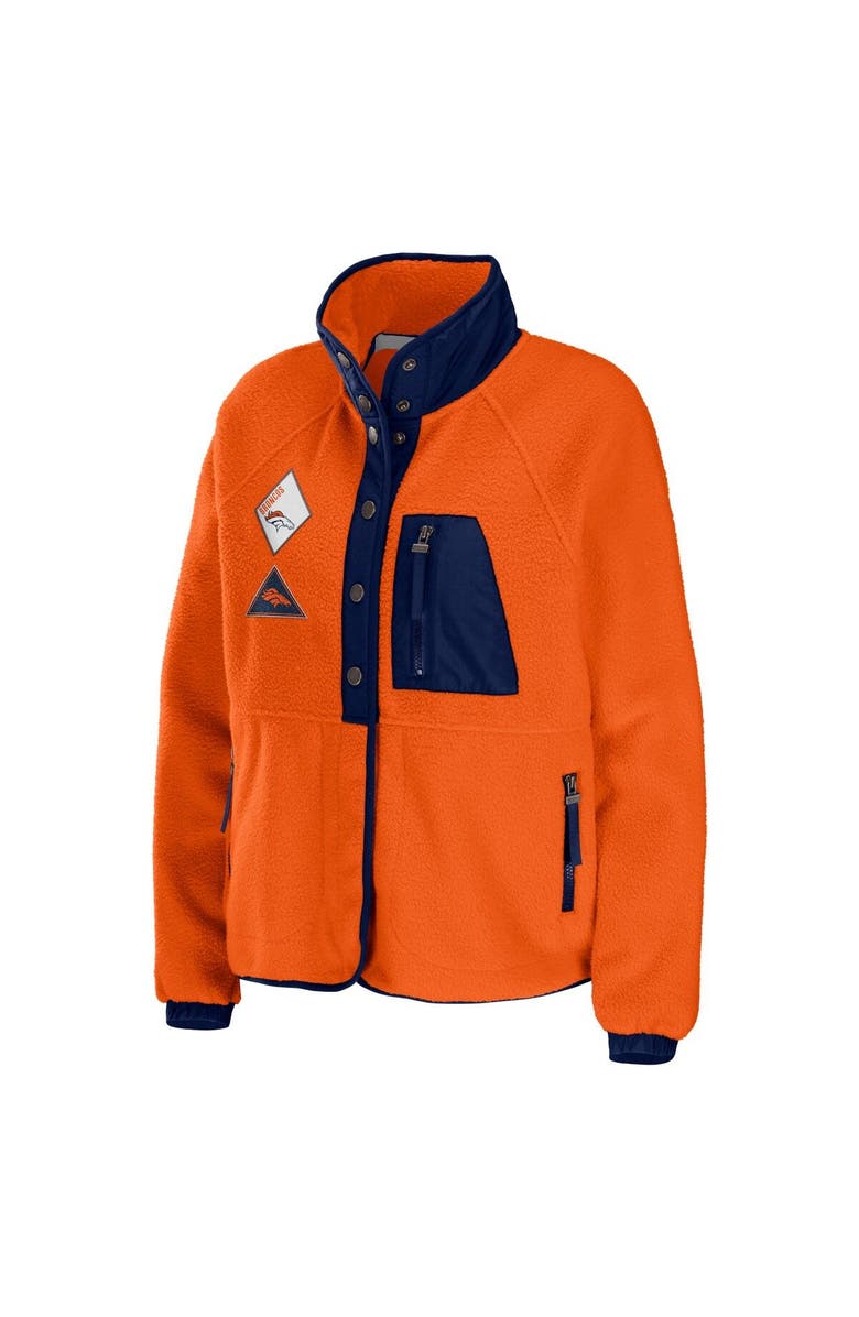 WEAR by Erin Andrews Women's WEAR by Erin Andrews Orange Denver Broncos Polar Fleece Raglan Full-Snap Jacket, Alternate, color, Orange