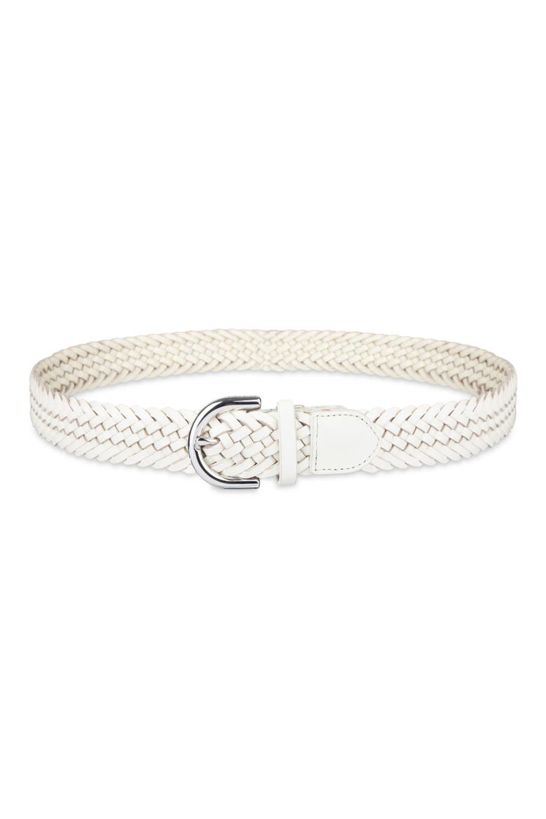 Braided Leather Belt, Main, color, IVORY