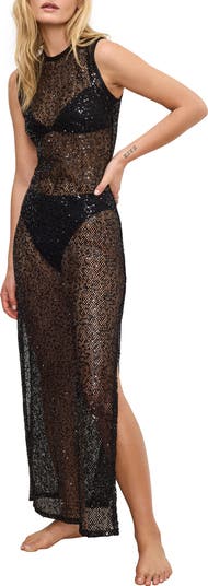Good American Sequin Fishnet Cover-Up Maxi Dress | Nordstrom