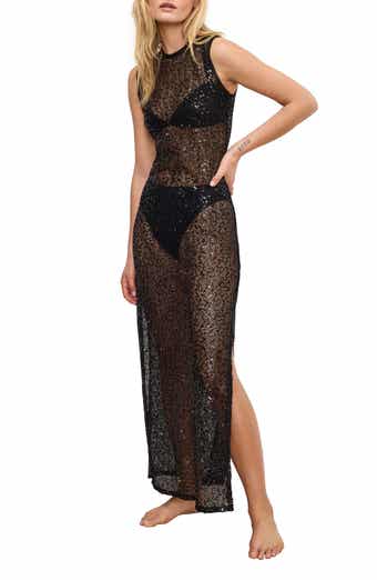 Good American Sequin Fishnet Cover-Up Maxi Dress
