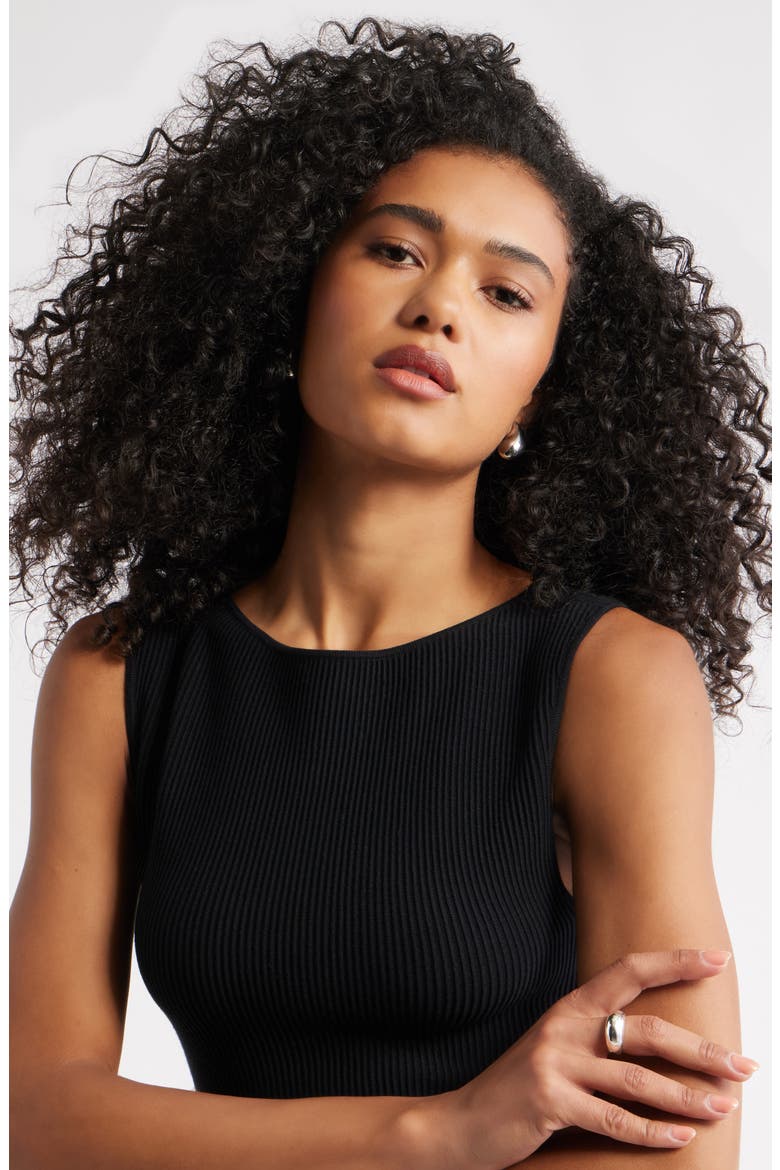 Luxe Sculpt Rib Sweater Tank, Alternate, color, BLACK
