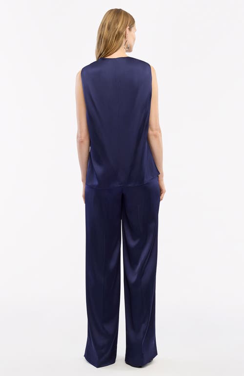 Another Tomorrow Womens Indigo Twist Round-neck Satin Top In Indigo
