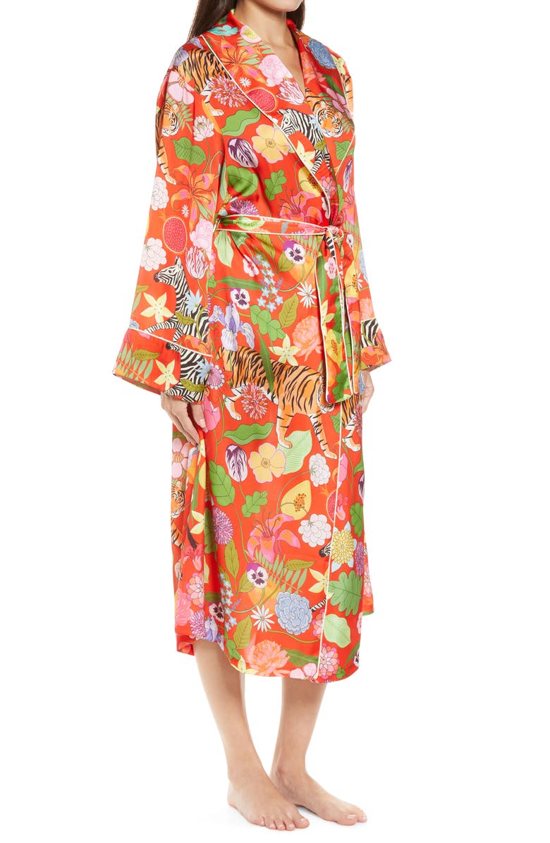 Karen Mabon Tiger Bouquet Long Wrap Robe, Alternate, color,