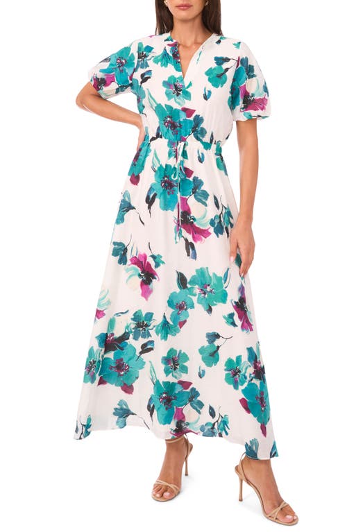 Vince Camuto Floral Print Puff Sleeve Maxi Dress In Multi
