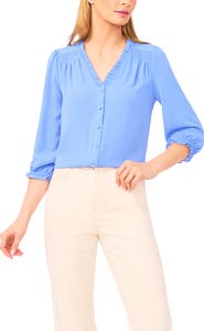 CeCe Ruffle V-Neck Blouse