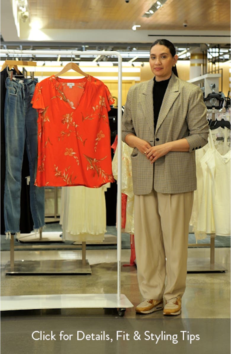 Floral Flutter Sleeve V-Neck Challis Top, sales video thumbnail