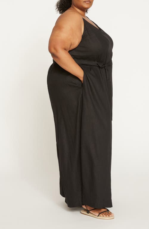 Universal Standard Promenade Sleeveless Linen Blend Jumpsuit In Black