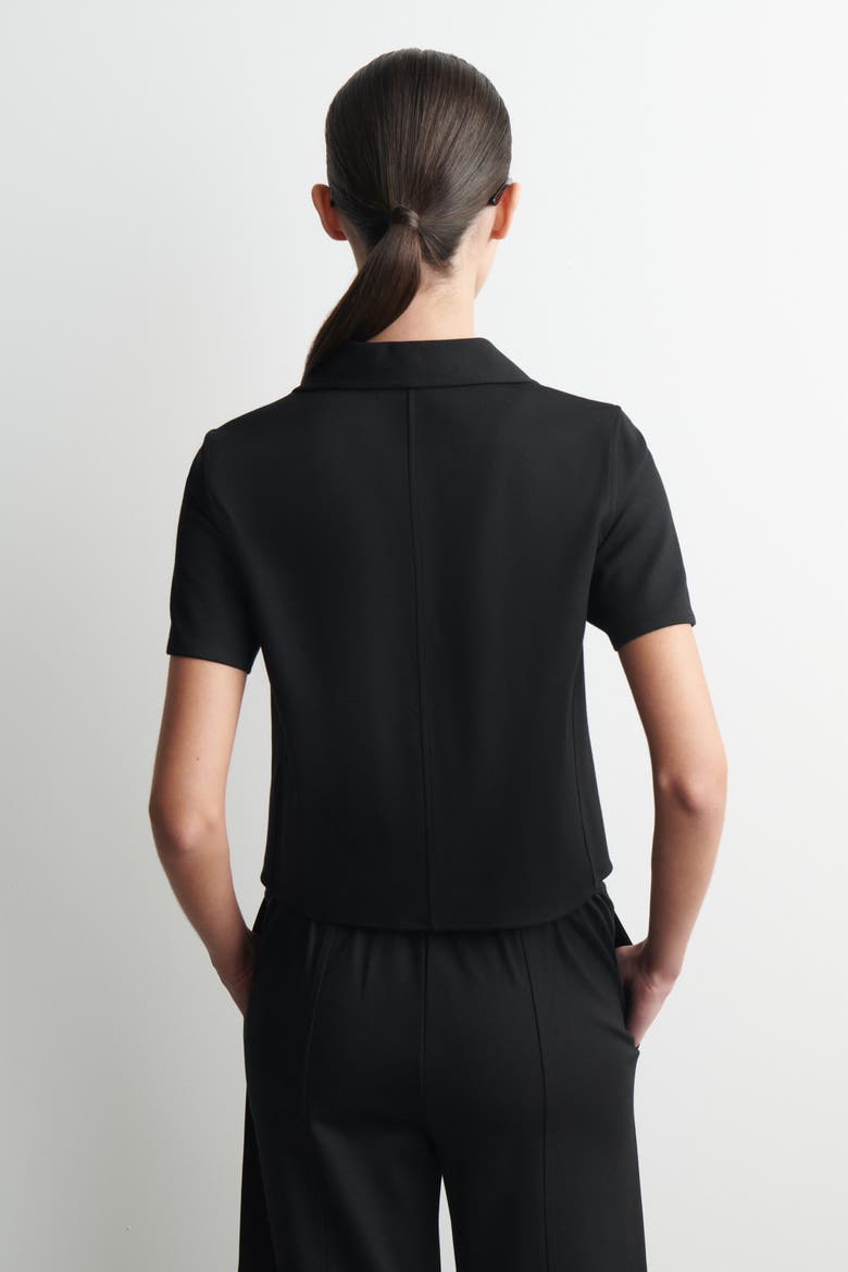 Twill-jersey Short-sleeved Blazer, Alternate, color, BLACK