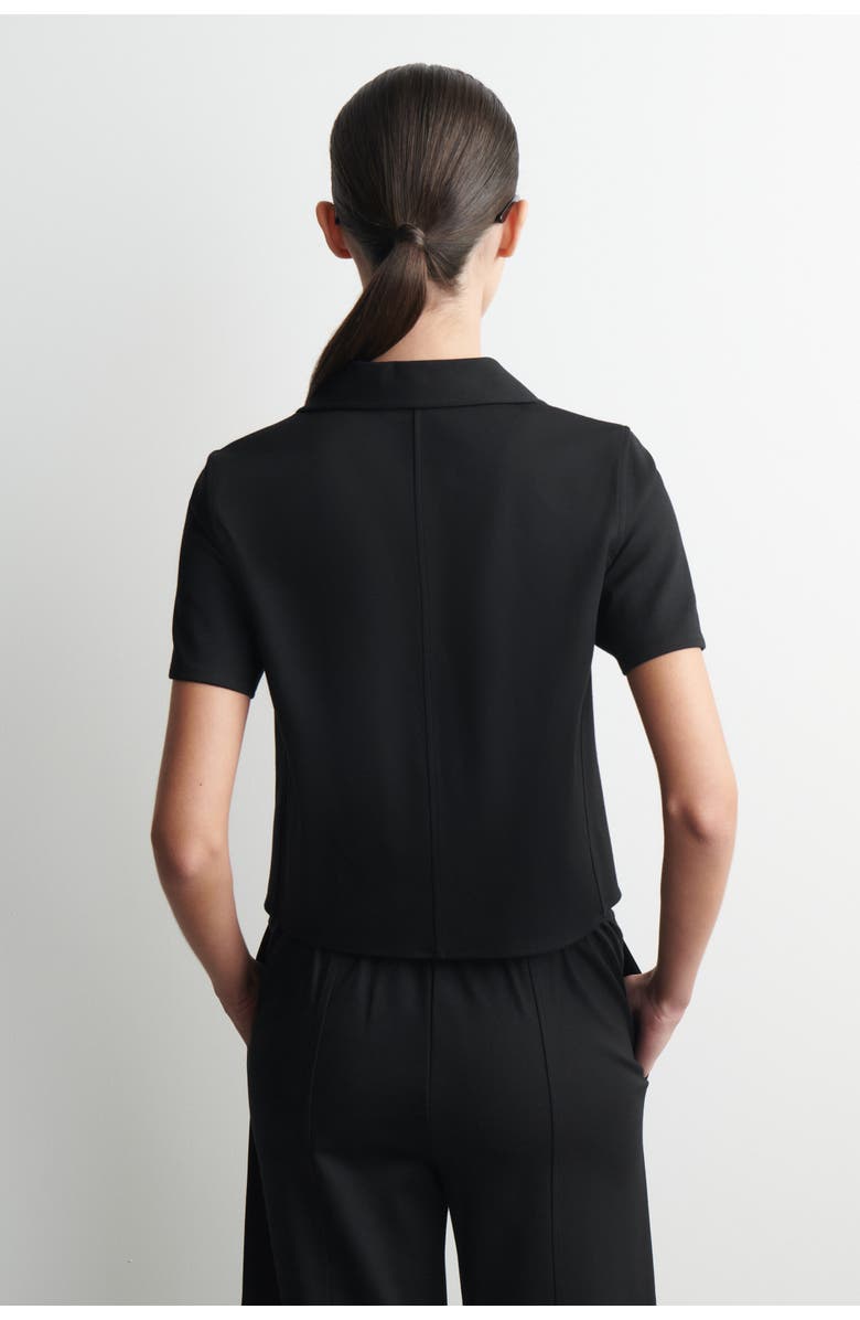 COS Twill-jersey Short-sleeved Blazer, Alternate, color, Black