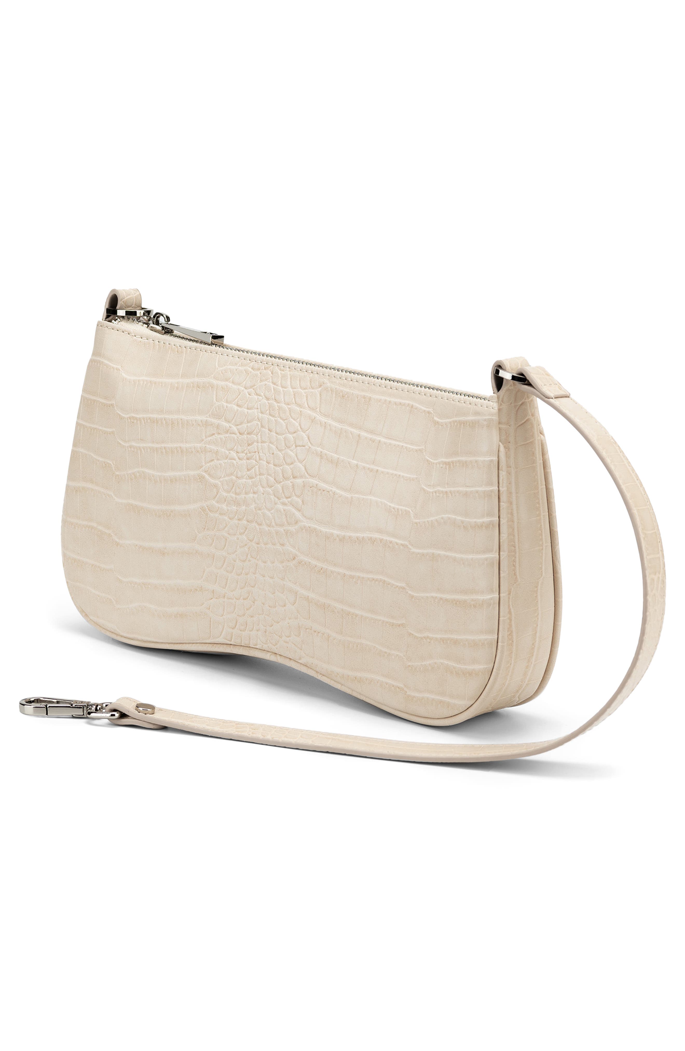 Eva Croc Embossed Faux Leather Convertible Shoulder Bag, Alternate, color, IVORY CROC