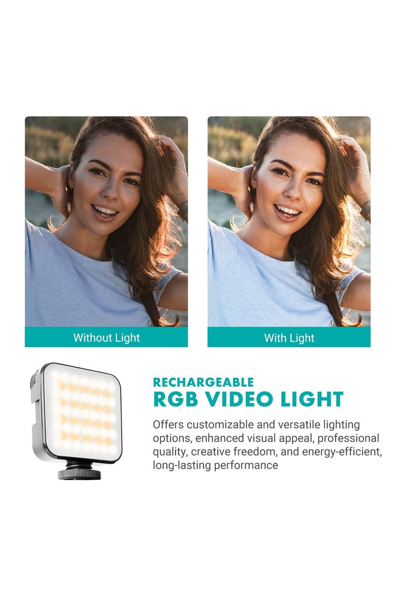 iVlogger-PRO Vlogging Kit for iPhone/Android Smartphones with Mic, Light, Tripod, and More, Alternate, color, Black
